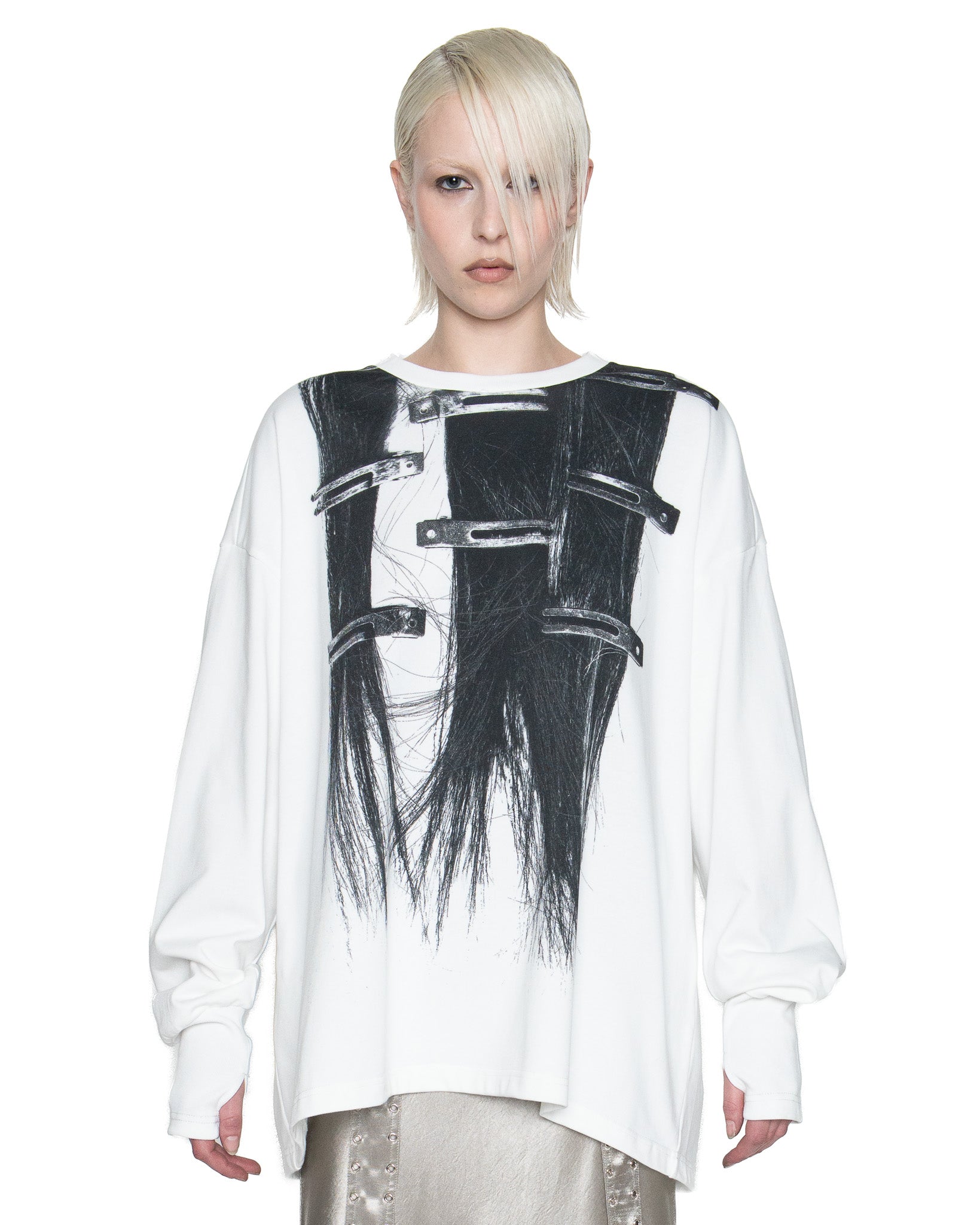 BORROWED HAIR PRINTED SWEATER