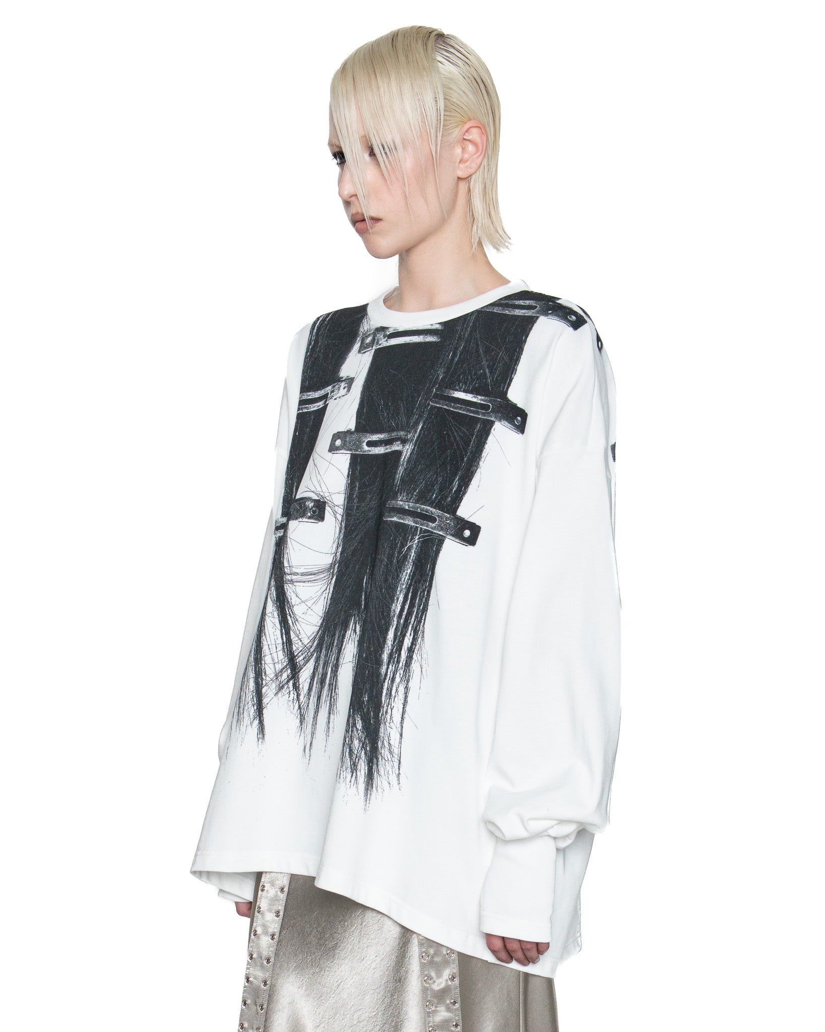 BORROWED HAIR PRINTED SWEATER