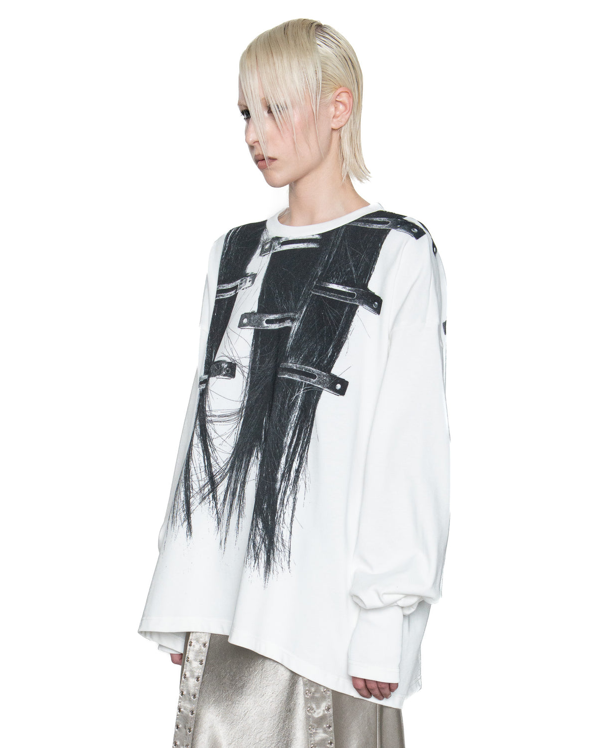 BORROWED HAIR PRINTED SWEATER