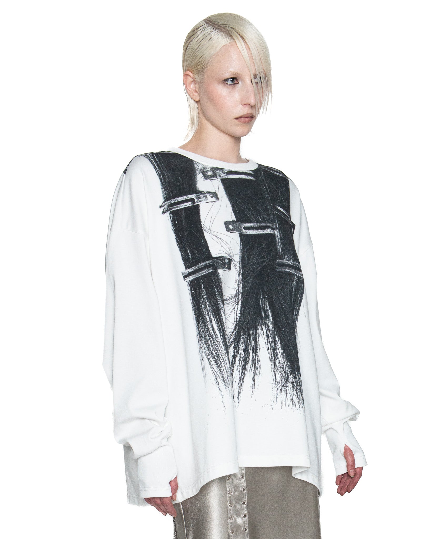 BORROWED HAIR PRINTED SWEATER